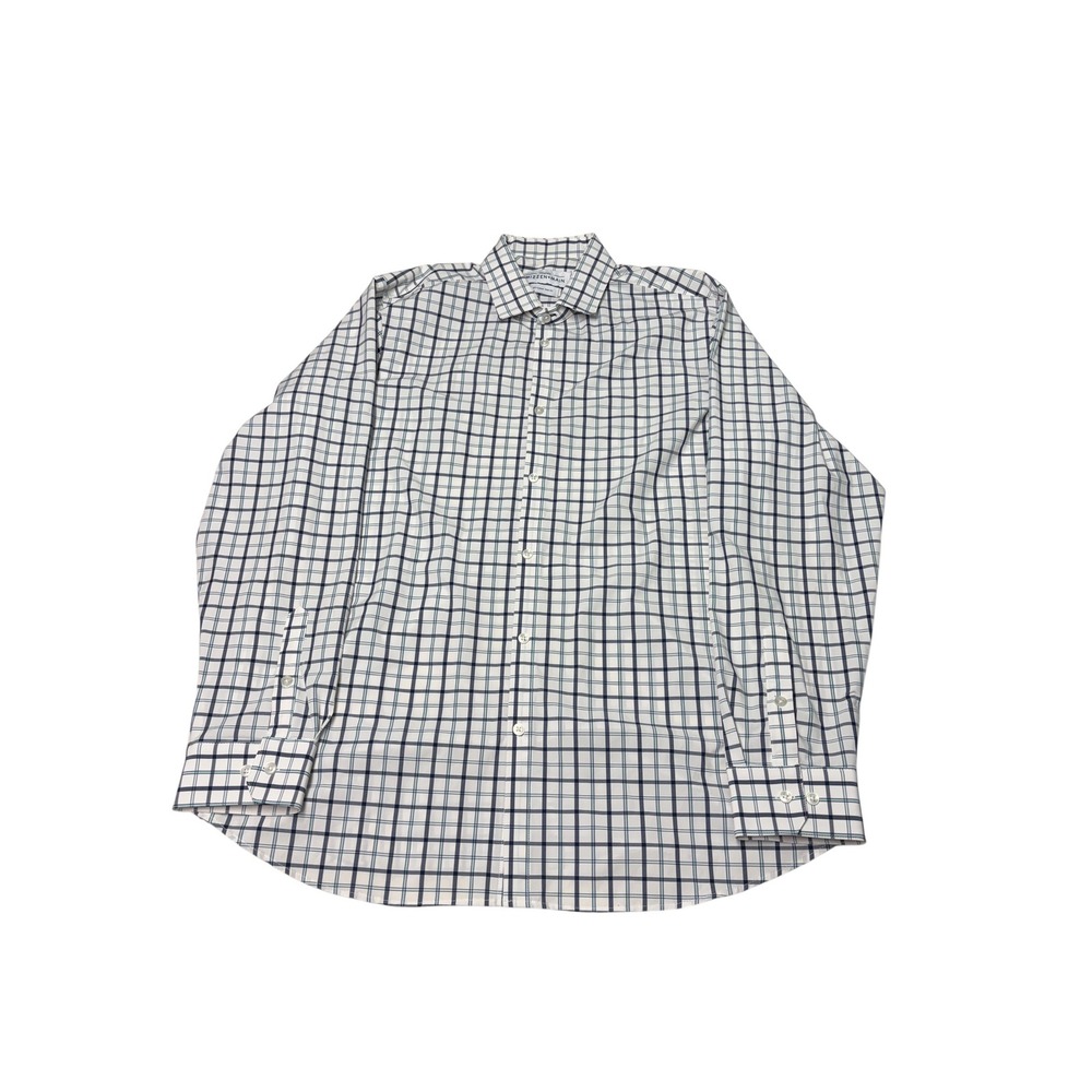 Mizzen+Main Leeward Dress Shirt Mens XXL Trim Blue White Windowpane Performance